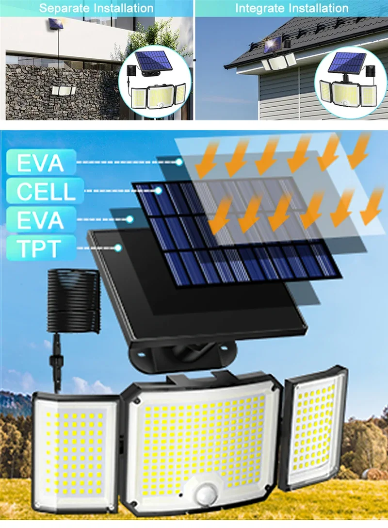 Solar Light for Outdoor, 346 LED Solar Light Outdoor with Motion Sensor, IP65 Waterproof ,Wide Angle Solar Wall Light for Garden