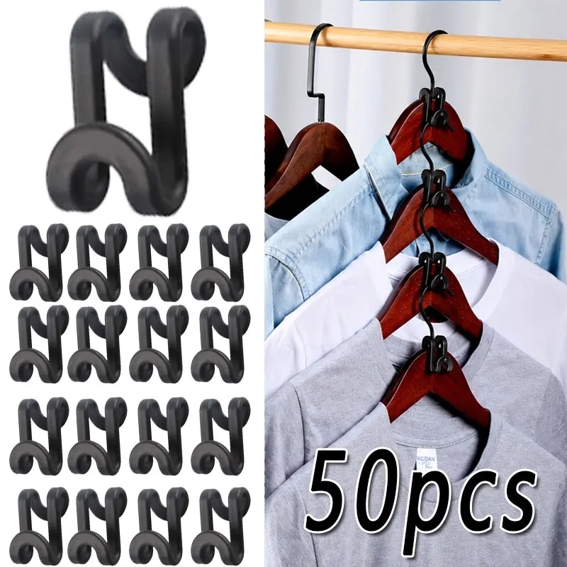 5/10/20/30/50PCS Pace Saving Clothes Hanger Mini Connector Hook-Plastic Hanger Extender for Hanging Connection Clothes Connector