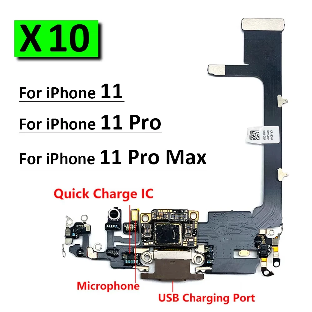 10Pcs/Lot, New For IPhone 11 Pro Max USB Charging Port Mic Microphone Dock Connector Board Flex Cable Repair Parts