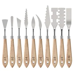 10Pcs Palette Knife Set, Stainless Steel Spatula Painting Knives, Wooden Handle Painting Pallet Knife Set for Oil Painting