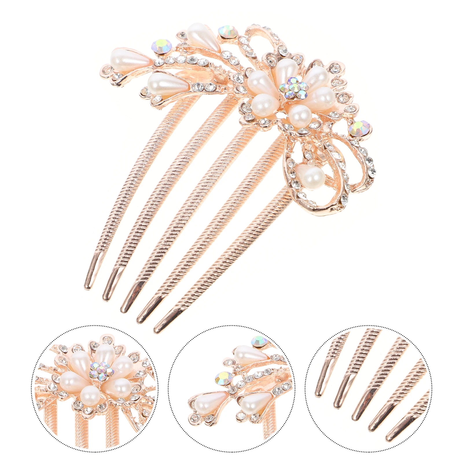 

2Pcs Pearl Hair Combs Elegant Bride Headdress Wedding Accessories Vintage Rhinestone Bridal Combs Women Hair Decor