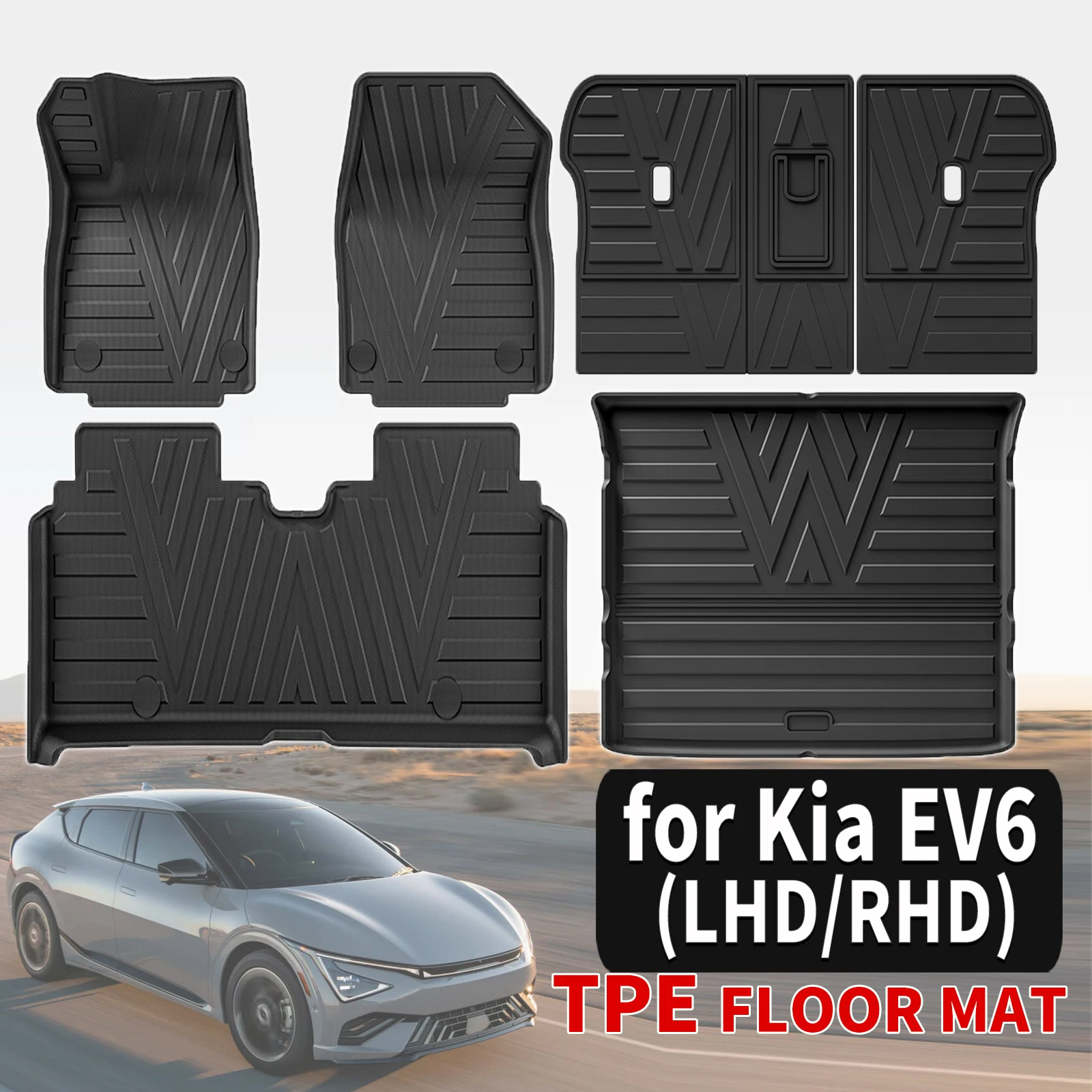 

Комплект всепогодных ковриков из TPE для Kia EV6 2026 2025 2024 2023 2022, экологичные, водонепроницаемые, на заказ