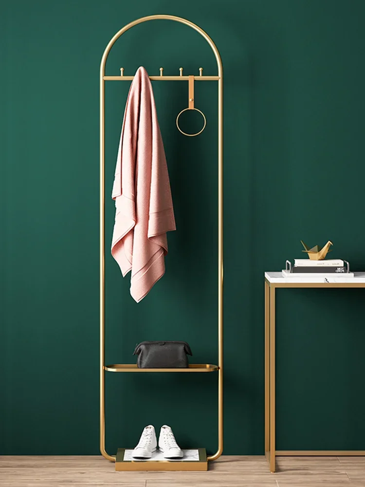 Light luxury Nordic coat rack floor-to-ceiling bedroom household hanger vertical bag rack