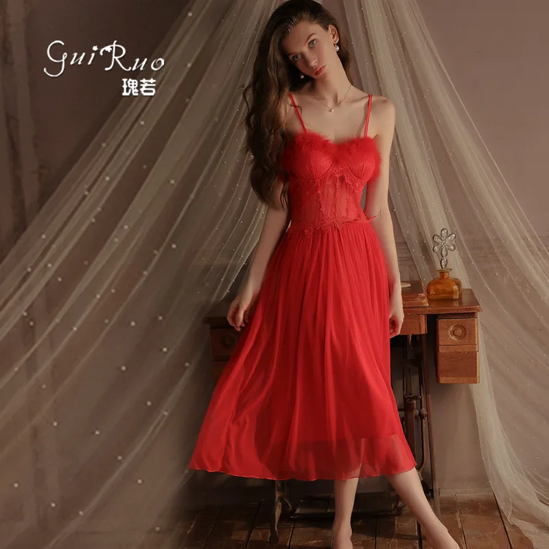 

Wholesale Women's Sexy Lace Transparent Cosplay Bride Lingerie Dress Adult Lady Backless Wedding Long Dress Solid Thin Robe Sets