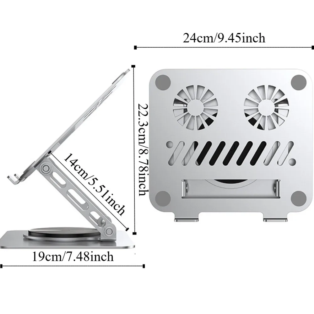 360 °   Вращающийся охлаждающий вентилятор, кронштейн для ноутбука, складной охладитель для ноутбука с рассеиванием тепла, подставка, портативная регулируемая подставка