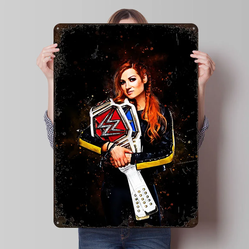 Becky Lynch Printed Poster Customized Wall Art Retro Vintage Metal Tin Signs for Home Room Accessories Desk Decor House Items