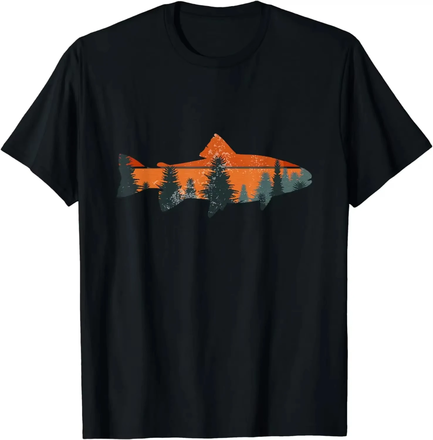 Trout Fly Fishing Fisherman Graphic T-Shirt Outdoor Nature Casual Streetwear Short Sleeve Novelty Gift Unisex Tee