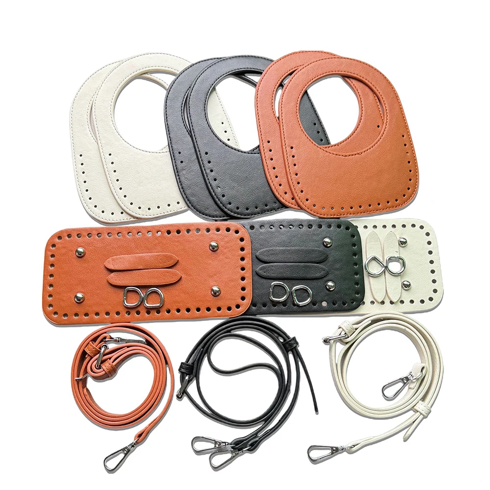 Strandtasche, handgefertigte Accessoires, Rucksack, kreative DIY-Geldbörse, Pu-Material, Griff, Schultergurt, Grundplatte, Ohrstücke, 8-teiliges Set
