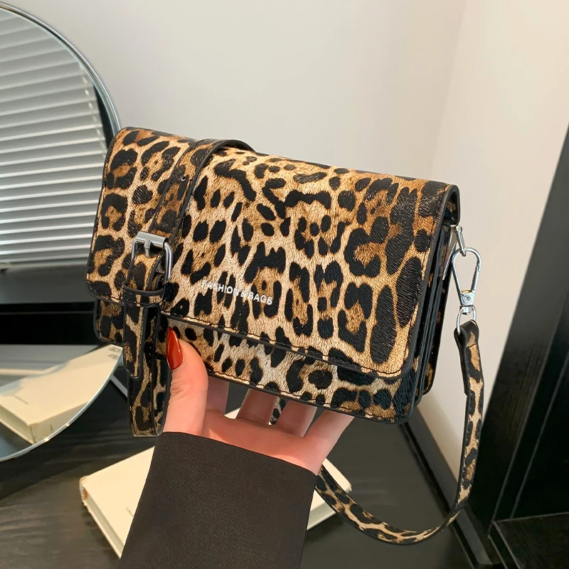 Borsa a tracolla con motivo leopardato 2023 borsa a tracolla di lusso borsa a tracolla con patta in pelle kaki di marca Mini borse femminili