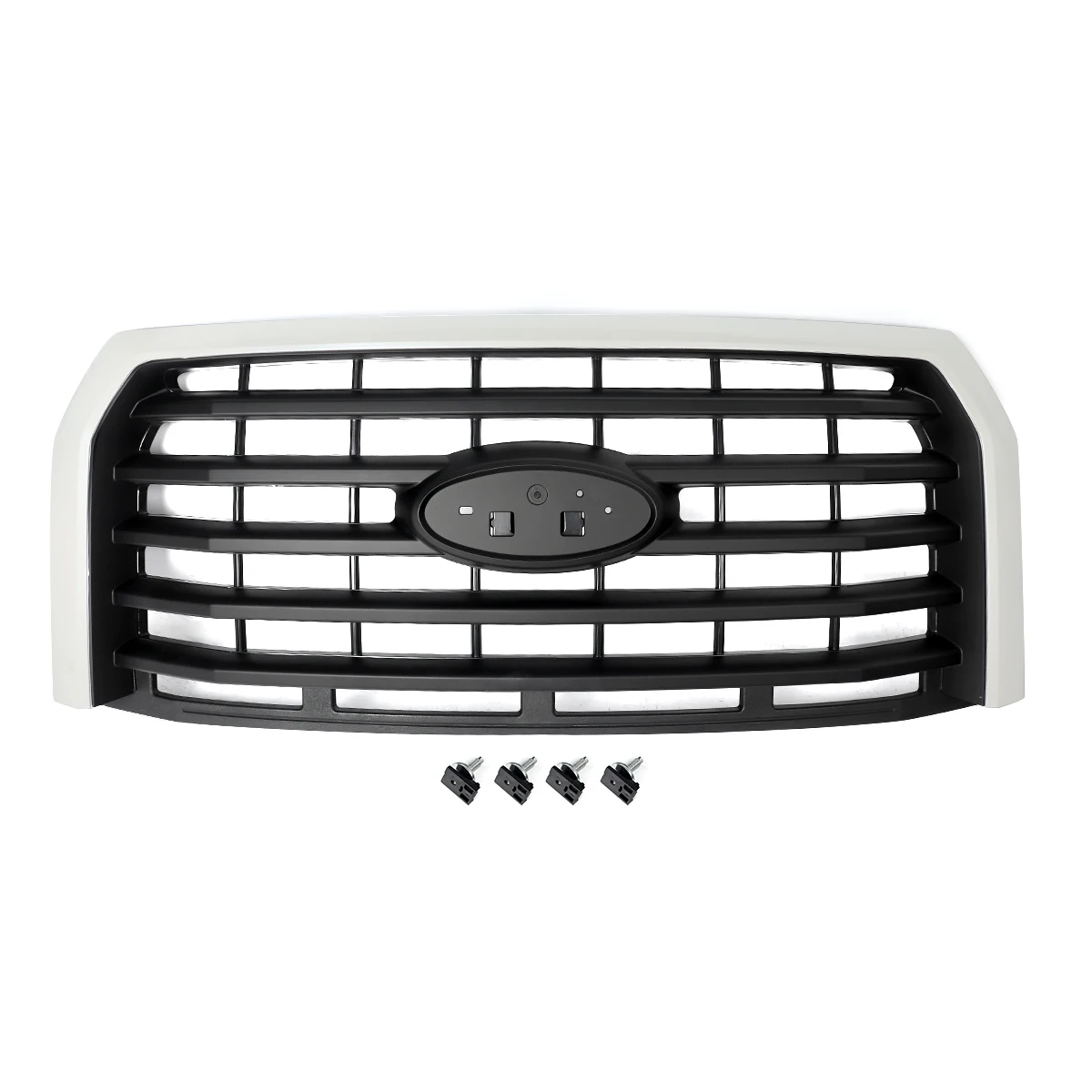 Replace For Ford F150 F-150 Grille Assembly 2015 2016 2017 Front Bumper Upper Racing Grills Horizontal Grille White Platinum-UG