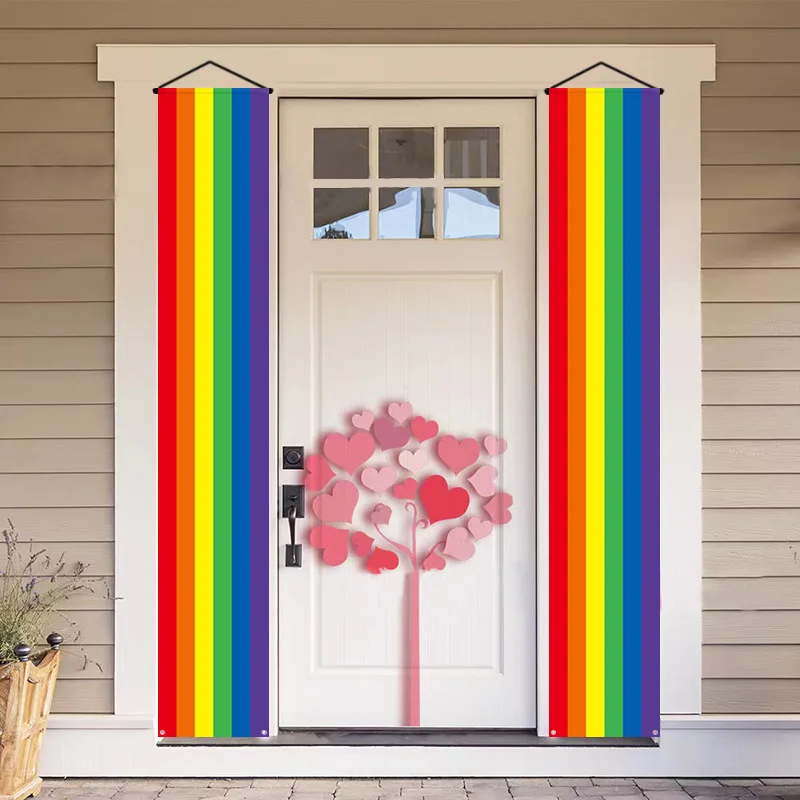 

LGBT Pride Rainbow Love Be Proud Decorations Outside Banner For Door Couplet Hanging Large Front Porch Sign Wall Decor