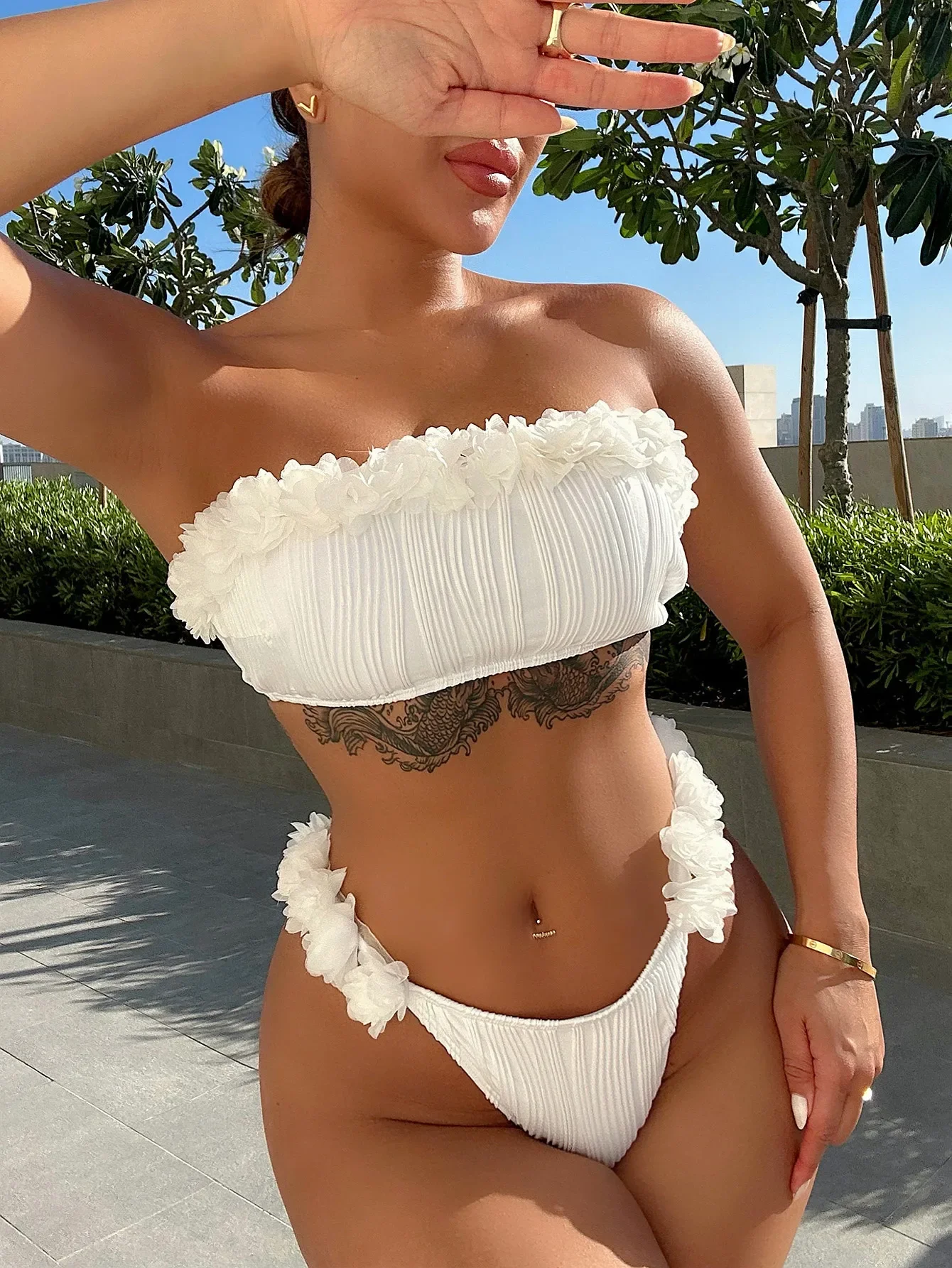 Nieuwe Sexy Witte Push Up Bikini Set Biquini Halter Bandage Badmode Vrouwen Trikini Badpak Badpak Mujer Biquine Brasileiro