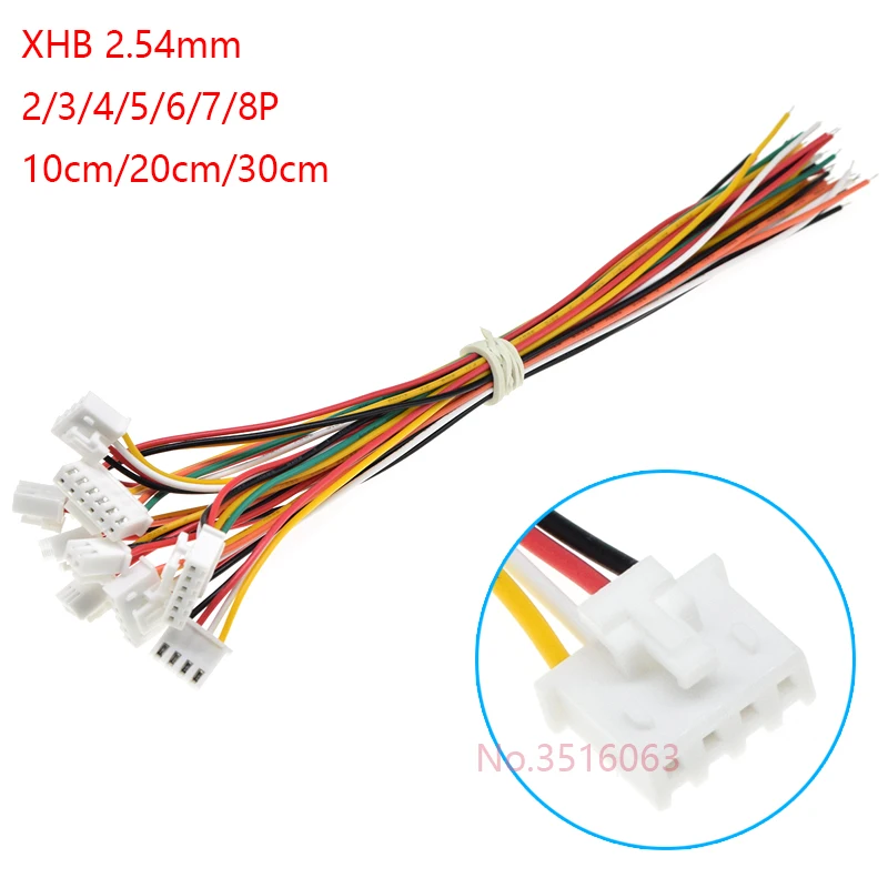 5/10PCS XHB 2.54mm Single Plug Wire Connector 10/20/30cm 100mm/200mm/300mm 26AWG Cable 2/3/4/5/6/7/8/9/10P For Pcb Jumper Line