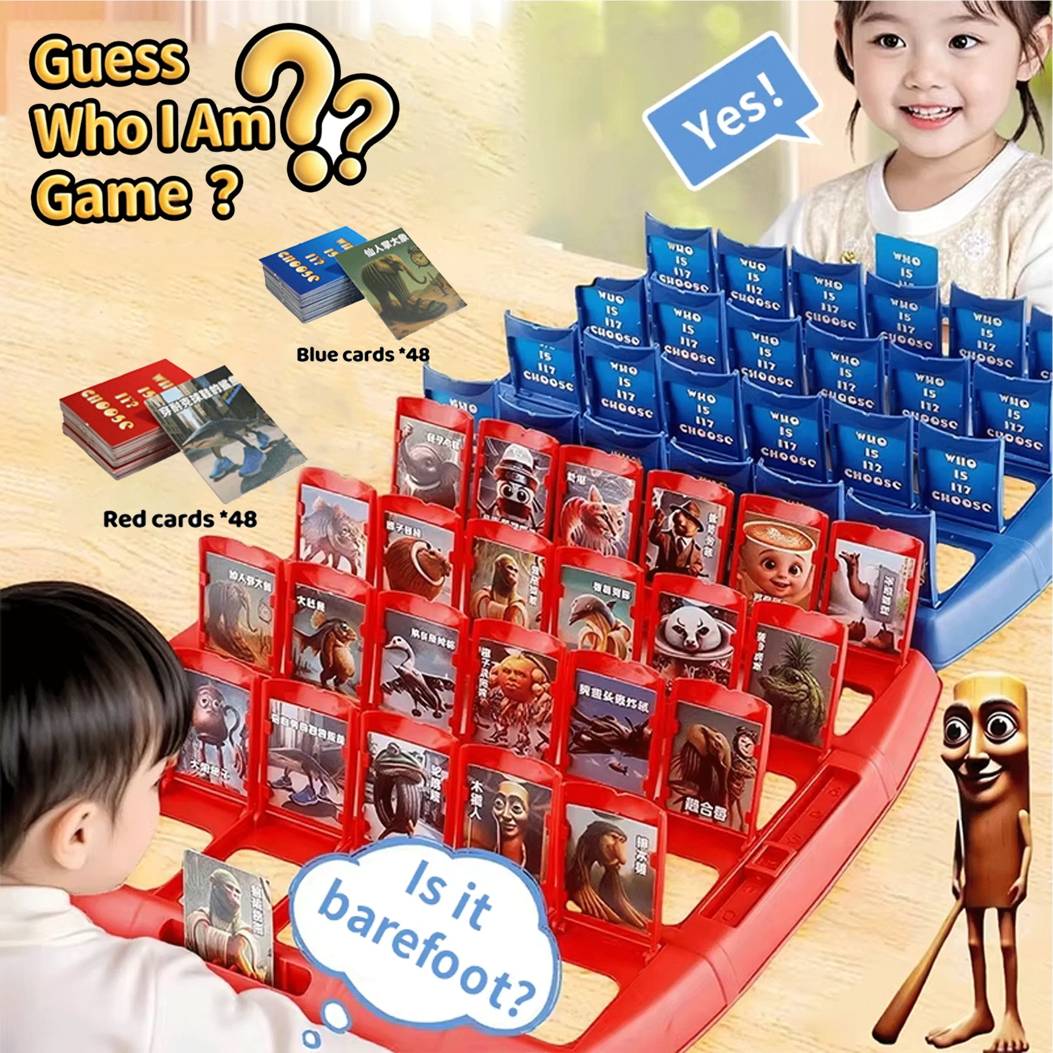 Guess Who I Am Italian Brainrot Puzzle Card Game Tung Sahur Tralarero Tralala Two Person Interactive Portable Puzzle Board Game