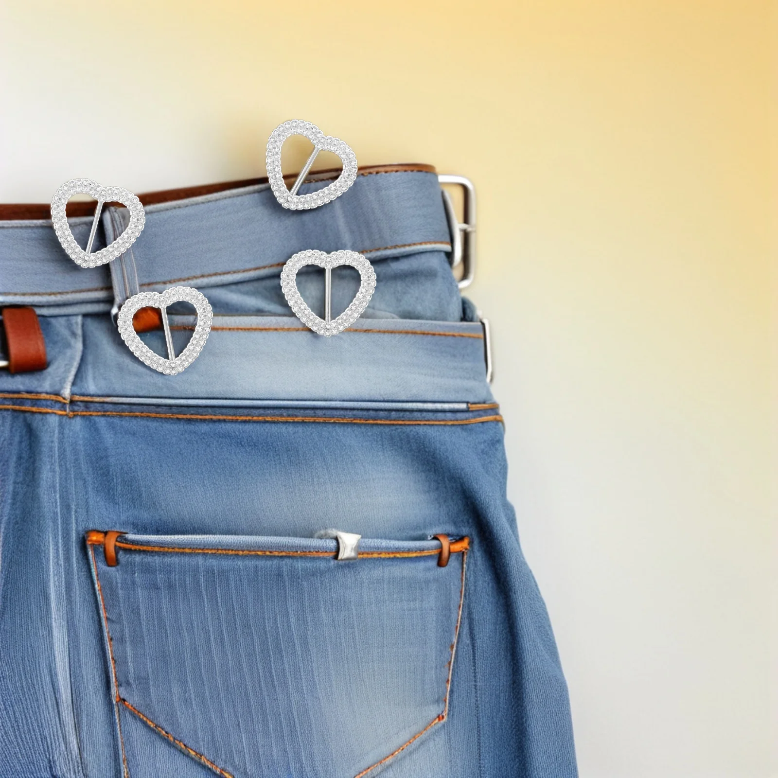 

100pcs Peach Heart Waist Buckle Clip Belt Elegant Easy Use Diy Friendly Rhinestone Blouse Clasps Scarf T-Shirt Clip