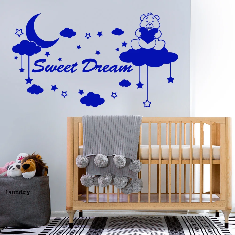 1 pc colored bear with  clouds children's room Home Decor For Kids Rooms Decoration Diy Pvc Home Decoration Accessories