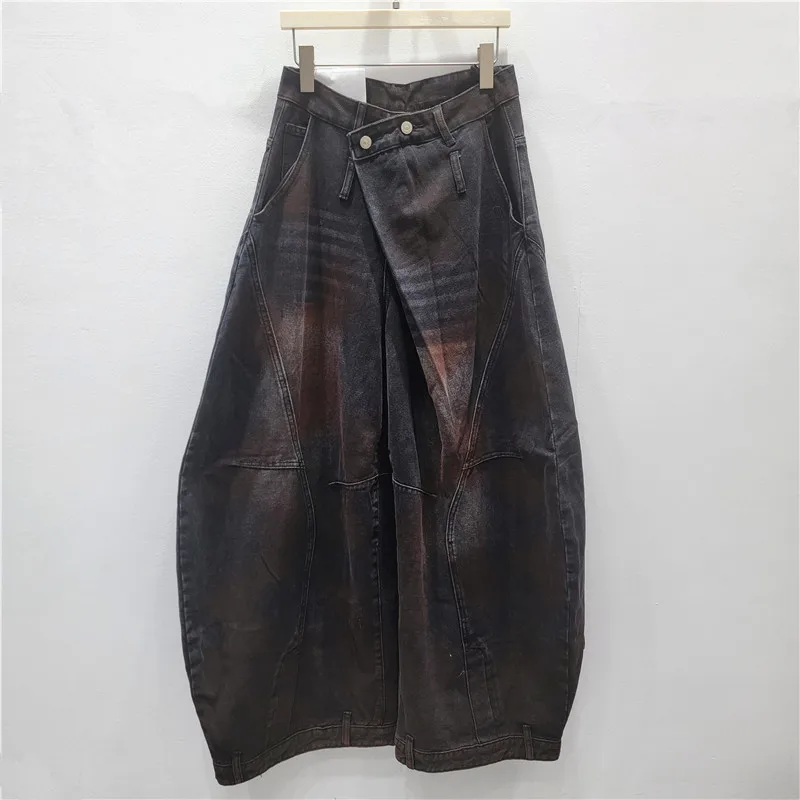 SuperAen Retro Distressed Ganzkörperjeans Damen 2025, Herbst, neues High-Street-Design, lockere Hose mit weitem Bein