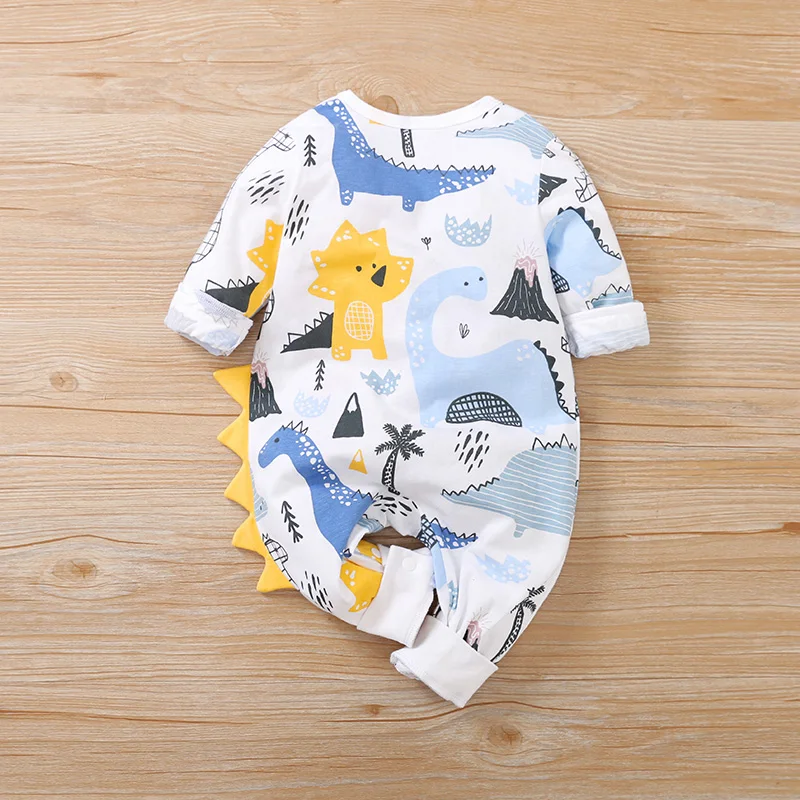 Jumpsuit bayi 0-12m, Jumpsuit lengan panjang kartun 3d, baju bayi baru lahir cetak katun nyaman dan lembut musim semi dan musim gugur