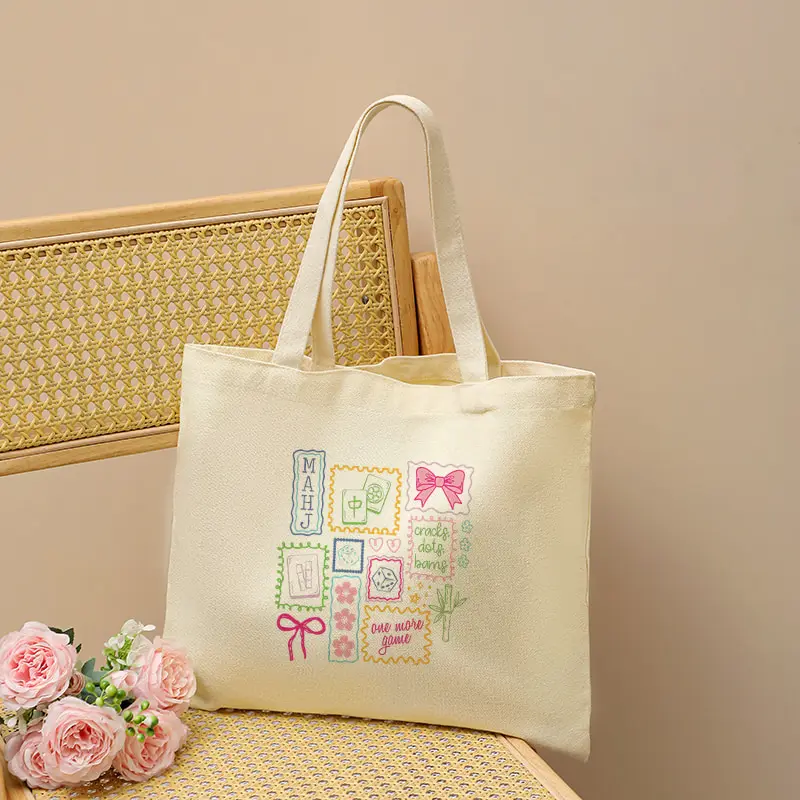 Minimalist Mahjong Player Casual Tote Bag Reusable Fashion Multi Functional Handbag Mahjong Club Game Lover Shopping Bag
