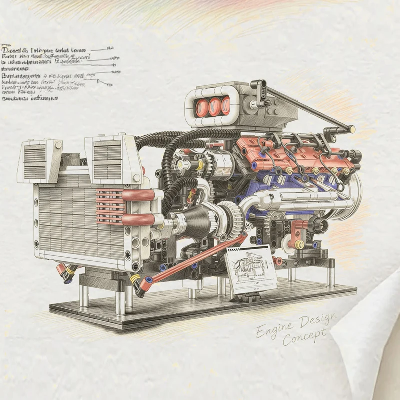 

Американский спортивный автомобиль с механическим нагнетателем, двигатель V6, модель гоночного автомобиля MOC, конструктор, серия Technology Machinery, игрушка