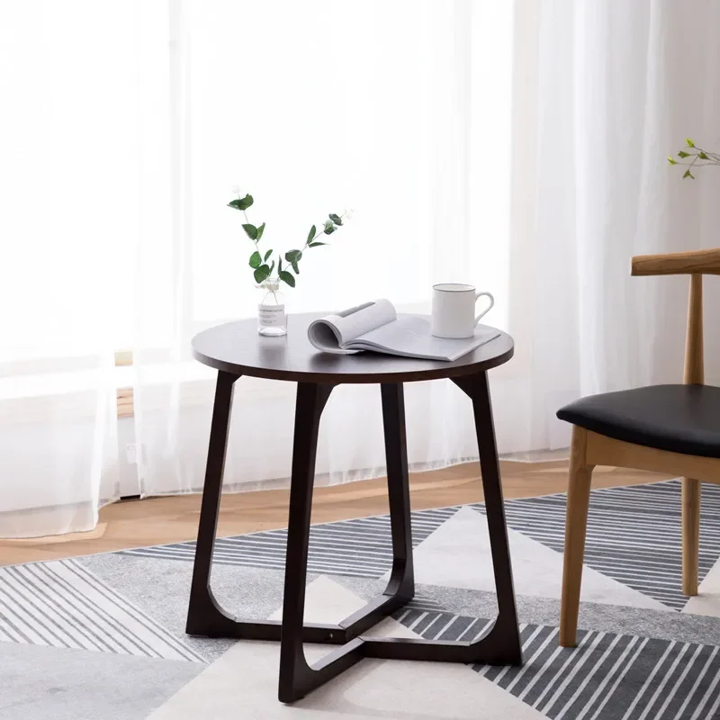 Modern Round Wooden Coffee Table Simple Living Room Furniture Small Side Table for Hotel Restaurant Home Decor Minimalist