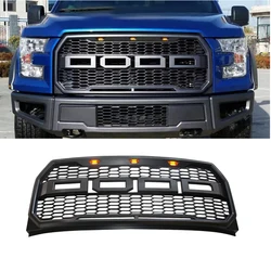 Modified For F-150 Grill Mesh Raptor Style For F150 2015 2016 2017 Front Bumper Upper Racing Grill Grills Front Bumper Grilles