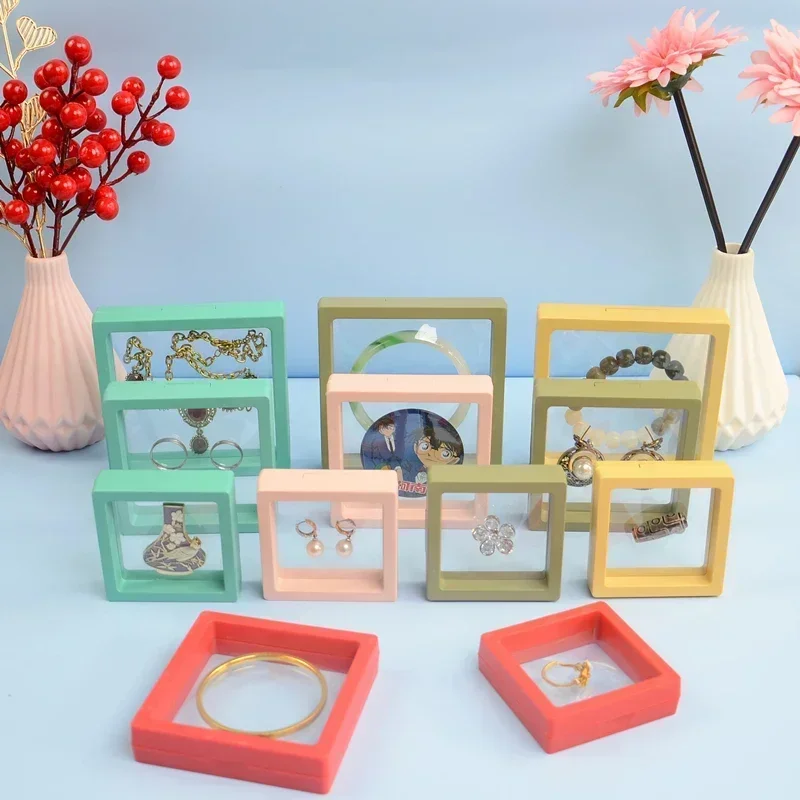 الملونة شفافة فيلم البولي ايثيلين البلاستيك مجوهرات رف شاشة سوار قلادة مجوهرات الغبار واقية مقاوم للرطوبة صندوق تخزين مختوم