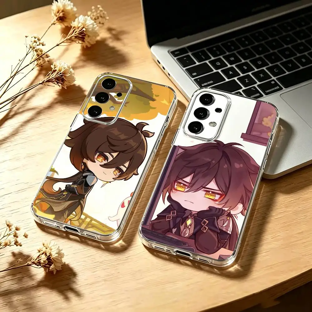 G-Genshin-Impact-Zhongli Phone Case Transparent Silicone Soft For Samsung S25,S24,S21,S22,S23,S30,Ultra,S20,Plus,Fe