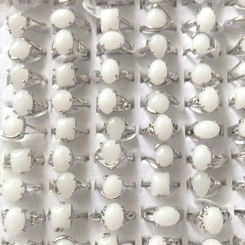 

Mixed Lot Natural White Jadee Rings Women's Ring 50pcs/lot For Party