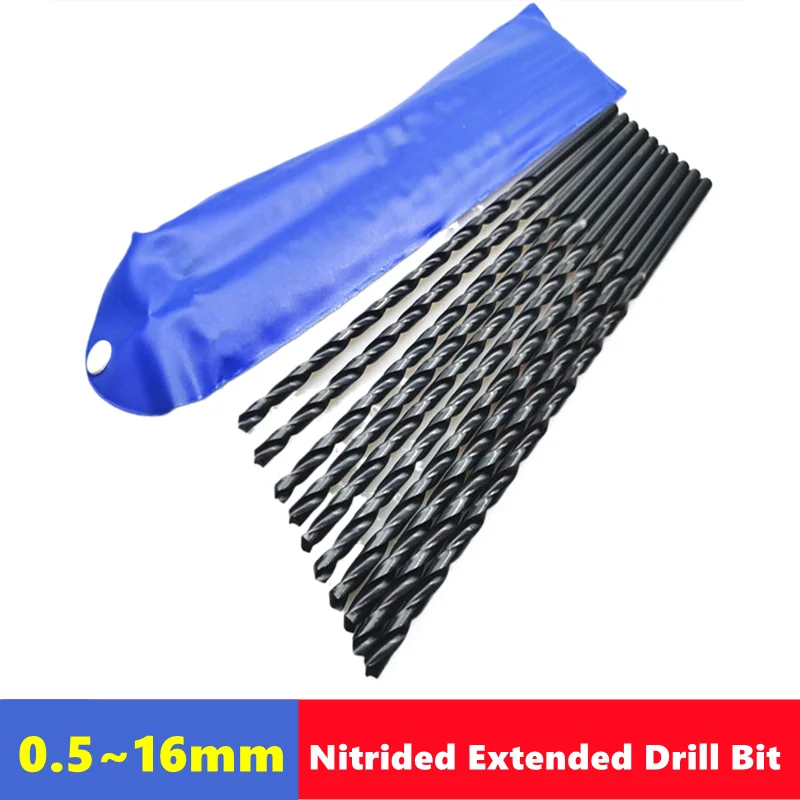 Nitriding Extended 100/200/250/300mm Drill Bit with a Diameter of 0.5-16mm, Used as a Drilling Tool for Wood and Iron Sheets
