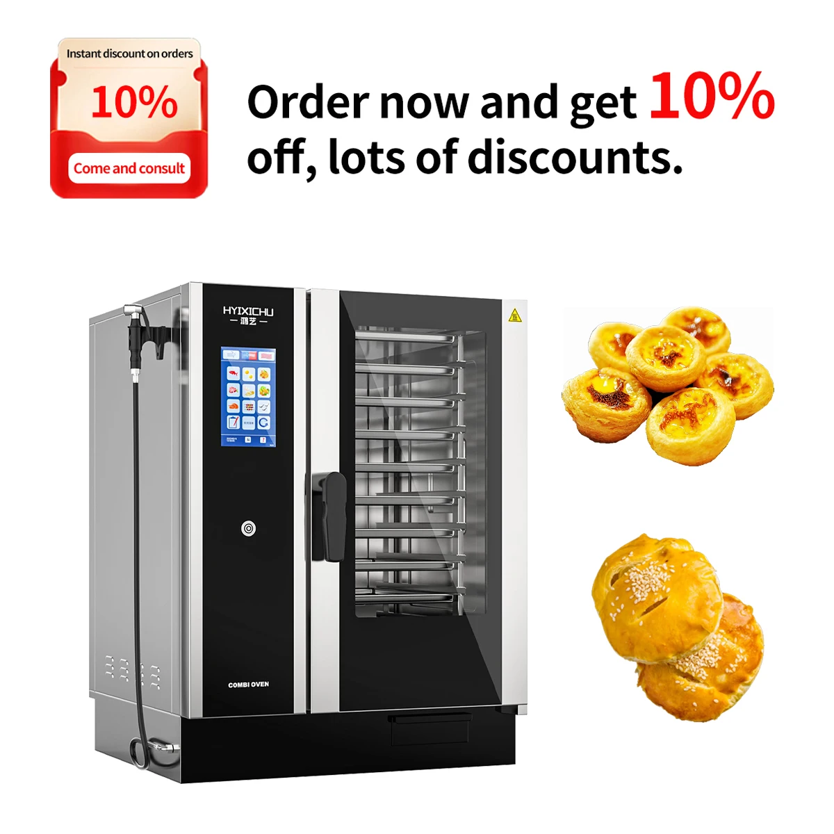 10 Trays Universal Steam Oven Commercial Fully Automatic Hot-air Electric Steaming Baking Oven All-In-One Machine CUSTOMIZED