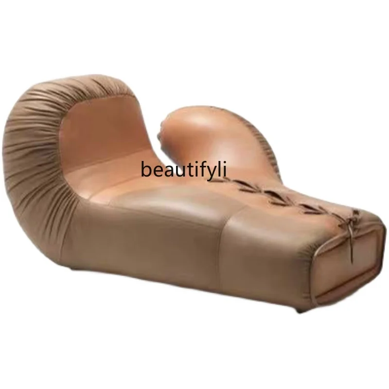 

Customized Nordic Designer Light Luxury Special Shape Boxing Glove Sofa Model Room Creative FRP Leather Art Chair furniture