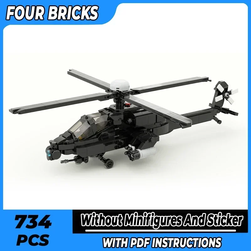 Moc Building Bricks Military Model Boeing AH-64 Apache Helicopter Technology Modular Blocks Gift Christmas Toy DIY Sets Assembly