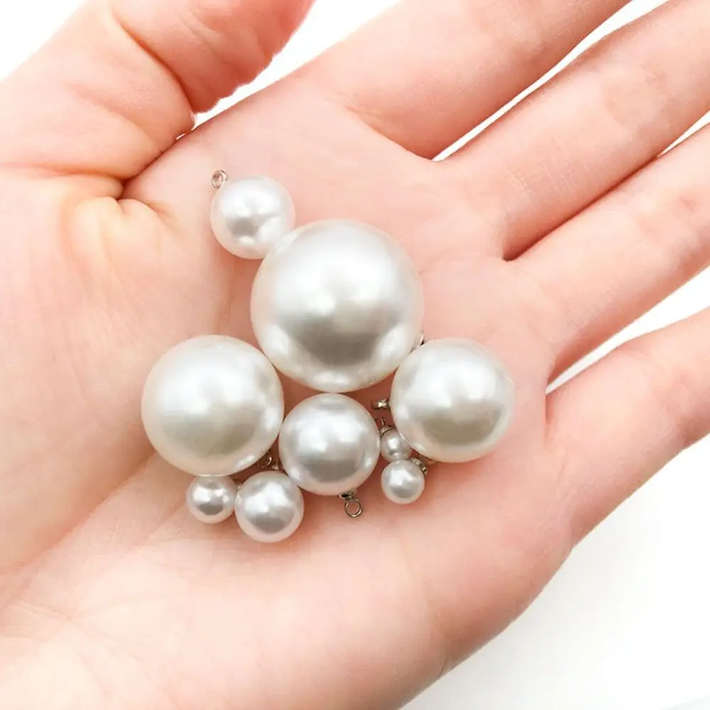 

10PCS Trendy Clothes Decor Artificial Pearl ABS Alloy Imitation Pearl Handmade Silver Pearl Buttons for Sweater Boy