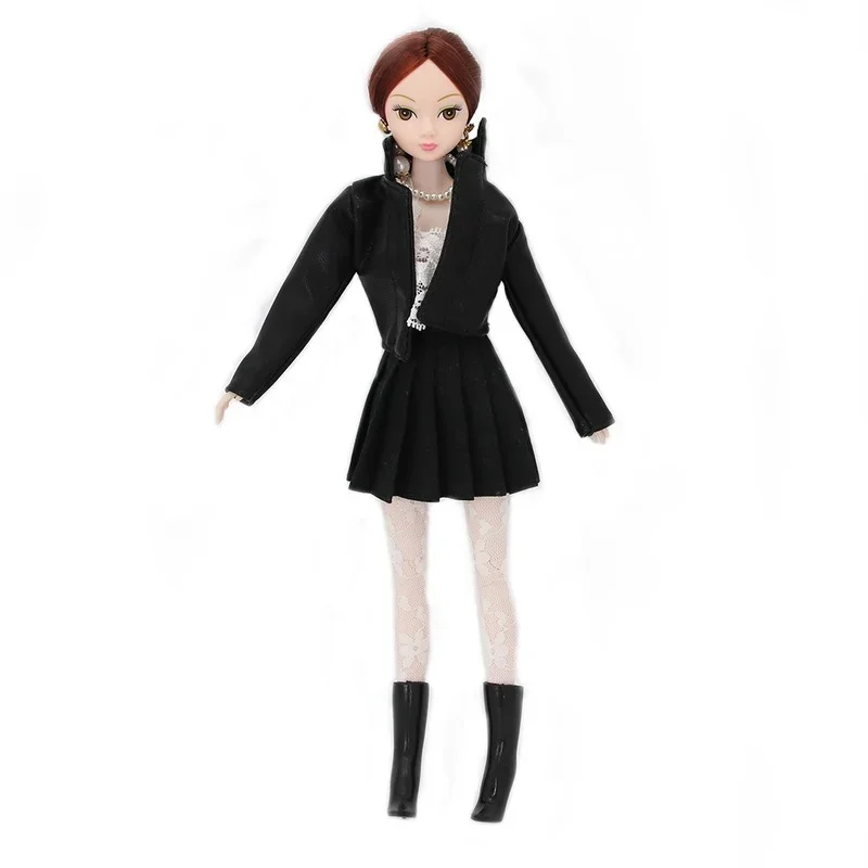 Doll Clothes Casual Denim Leather Jackets Pants Clothing Kids Girls Toys Dress Up Sets Jeans for Barbies Accessories