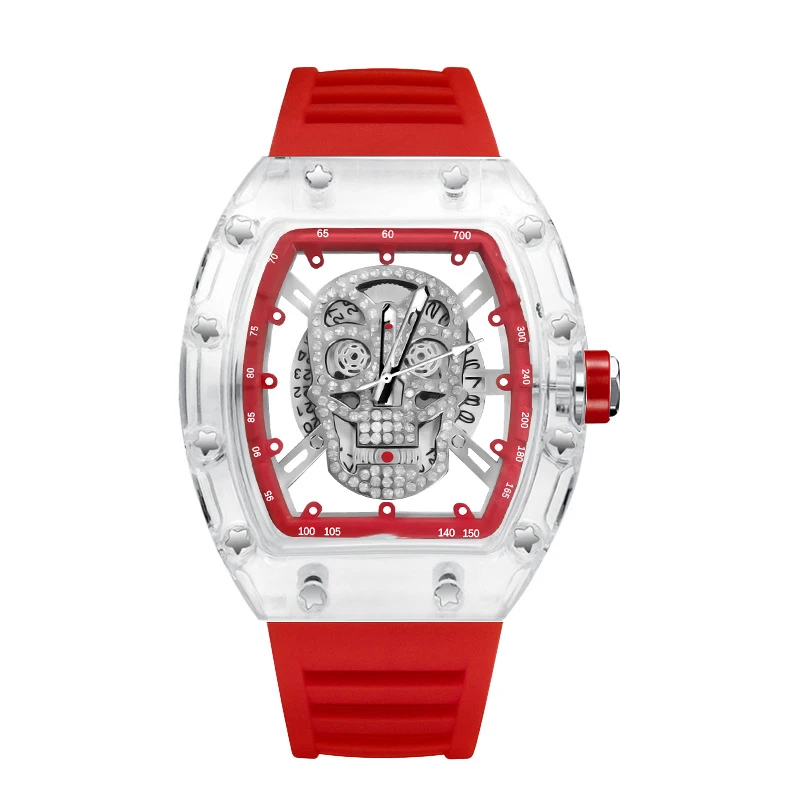 Uthai l122メンズホロークリアゴーストヘッドウォッチ、ハイビューティー、トレンディなスポーツ、防水、ワインバケット、男性、新しい