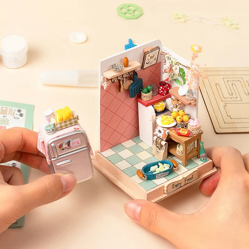 Nuevo DIY microcosmo rompecabezas 3D casa en miniatura cocina dormitorio montaje colección de juguetes juguete educativo para niños regalo de Navidad