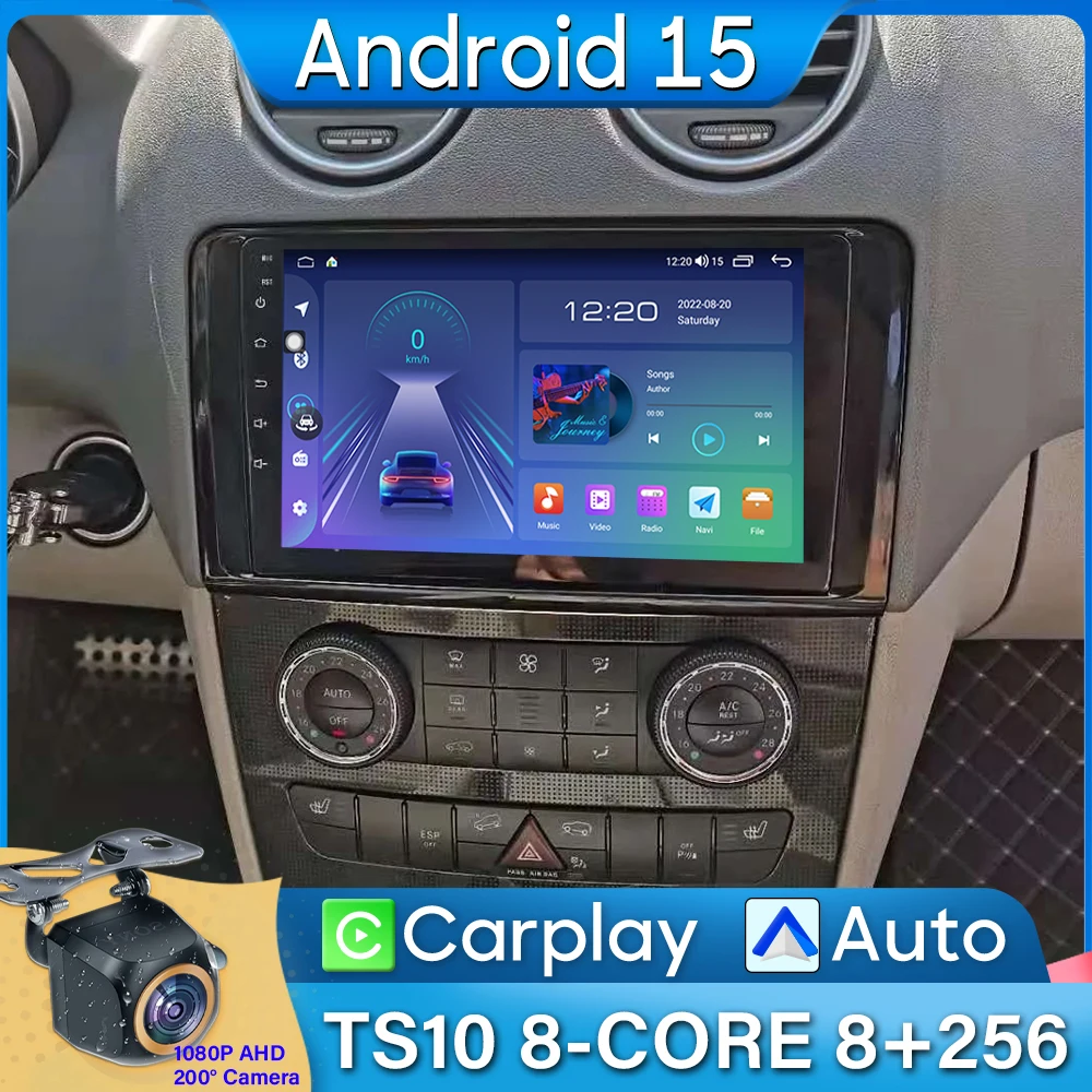 

For Mercedes Benz ML GL aW164 ML350 ML500 GL320 X164 ML280 GL350 GL450 Car Radio Android 15 GPS Android Auto Carplay 4G No 2din
