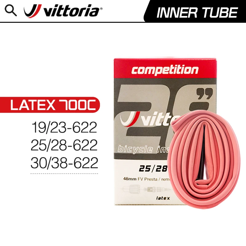 

Vittoria Road bike Ultralight Latex Inner Tube 700C 19/23 25/28C 30/38C-622 Removable Gas Nozzle 48mm Competition Grade Inner