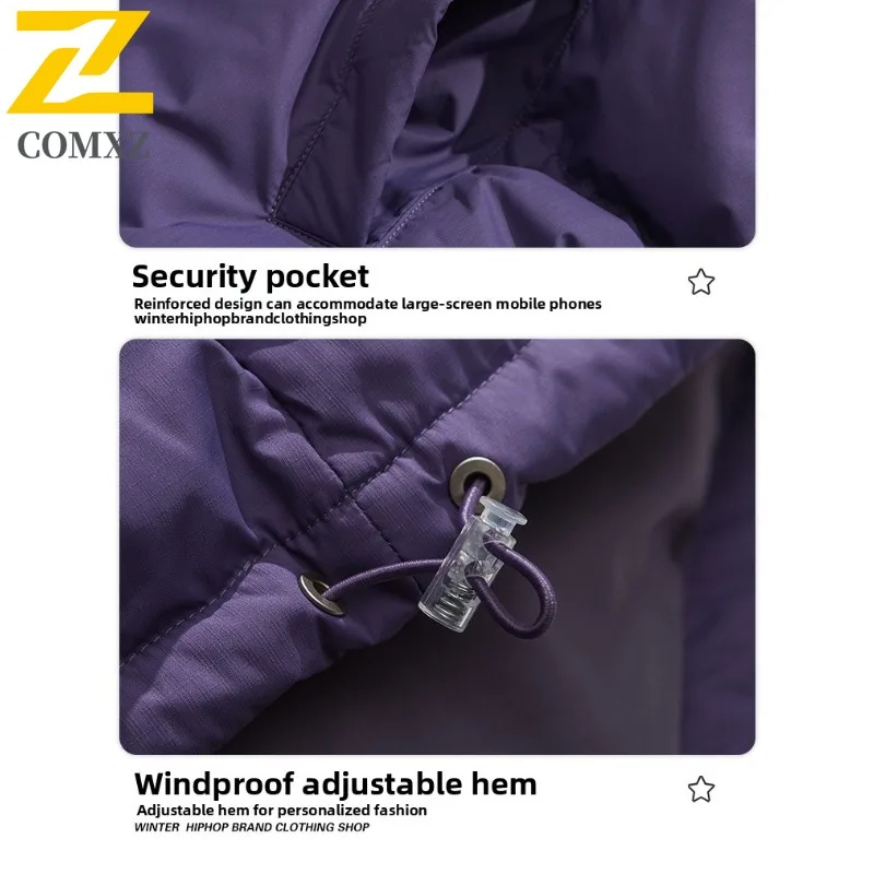 COMXZ New Solid Color Hong Kong Style Loose Warm Puffer Jacket Couple Stand Collar Casual Cotton Coat lightweight windbreaker