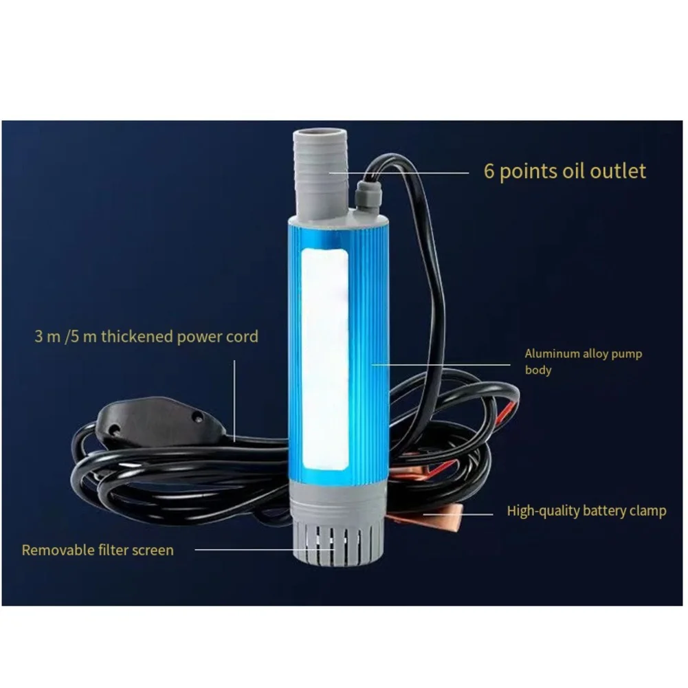 Portable 12V 24V Submersible Diesel Water Transfer 38mm Stainless Steel For Camping Fishing Boat RV Oil Fuel Fluid