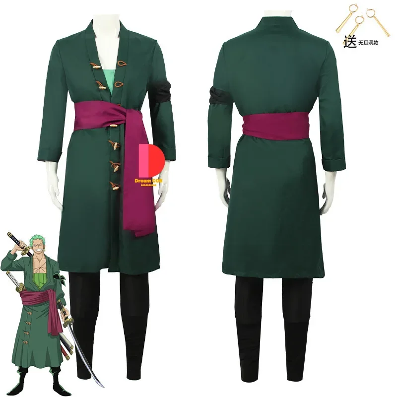 Hot Anime One Role Roronoa Zoro Cosplay Costume Yukata Halloween Zoro Earrings Uniform Scarf Men Women Love Live Anime Clothes