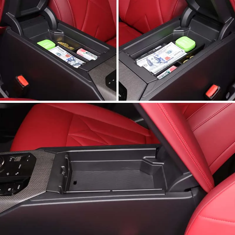

For BMW X3 G45 2025-2026 ABS Black Car Armrest Storage Box Mobile Phone Storage Box Tray Interior Car Accessories