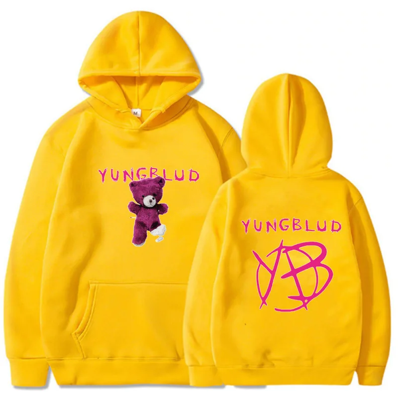 2025 Yungblud BE FOOKIN HAPPY - مغنية من أوروبا وأمريكا. سويت شيرت بغطاء للرأس مطبوع، متوفر في كل من الرجال والنساء #3