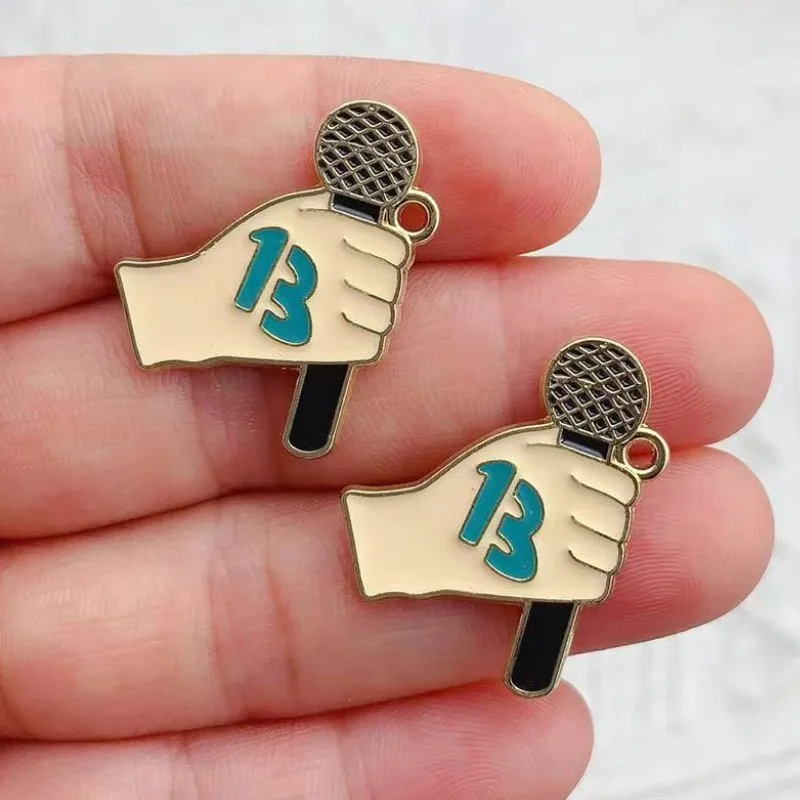 10pcs Mouth Red Lips Microphone glasses Enamel Alloy Charms Pendant For Women DIY Keychain Earrings Jewelry Making Accessories