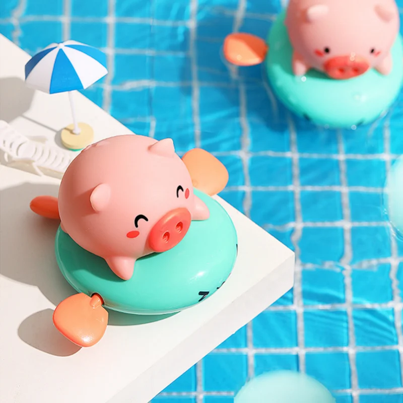 

Hot Sale Cute Cartoon Children's Clockwork Piggy Baby Winding Amphibious Water Play Whale Lion Bath Squirting Children's Toys