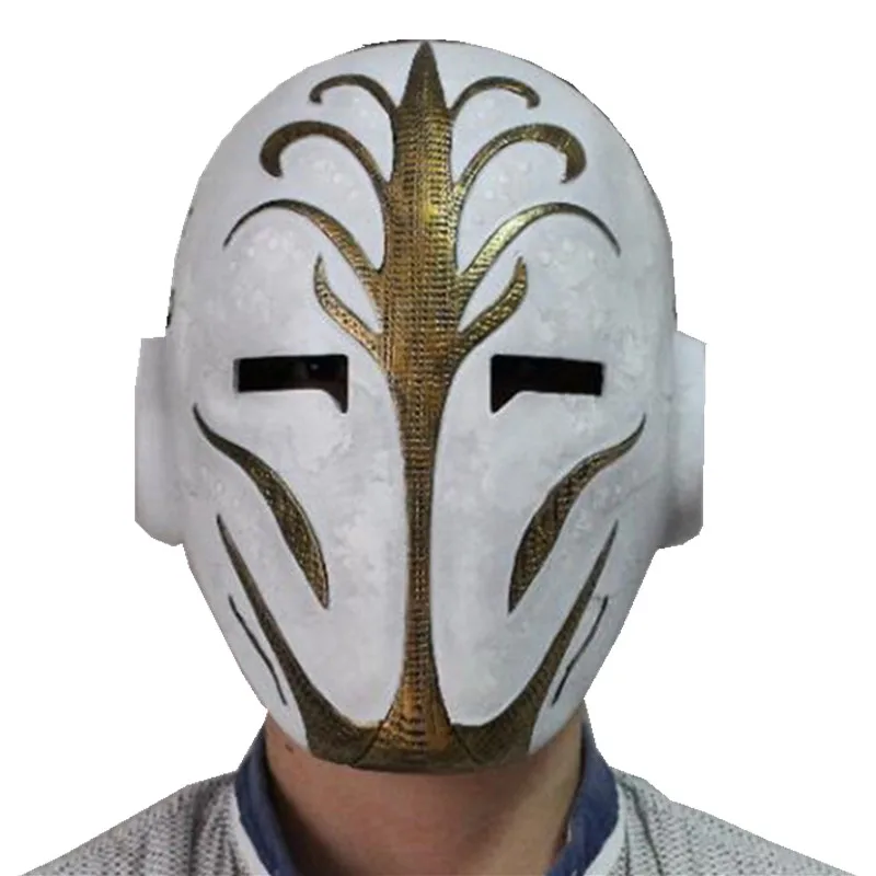 

Jedi Fallen Samurai Mask Halloween Makeup Ball Party Mask Movies Role Play Prop - White Senior Resin