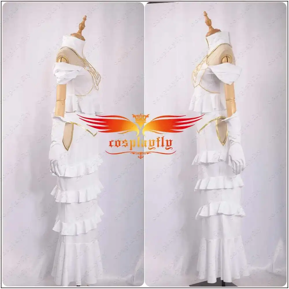 حار أفرلورد ألبيدو تأثيري فستان أبيض مثير حورية البحر فستان للنساء الصيف تنورة الكبار الملابس تأثيري حلي قرون + شعر مستعار