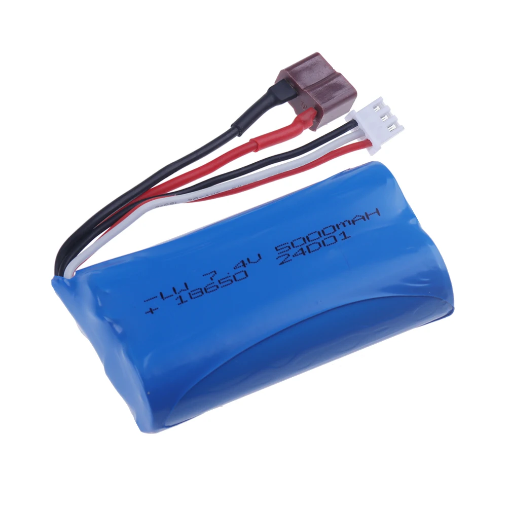 18650 T plug 2S For WLtoys 1/16 16101 16102 16103 144001 12428 12423 /SCY-16101 SCY-16102 RC Car 5000mAh 7.4V Li-ion Battery