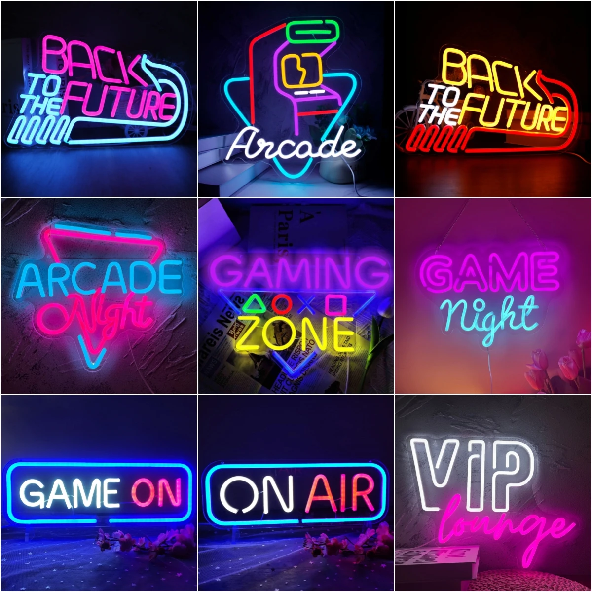 

Game LED Neon Lights Sign Colorful Neon for Wall Decor USB Neon Lights Game Zone Party Decor Bedroom Gaming Wall Light Up Signs